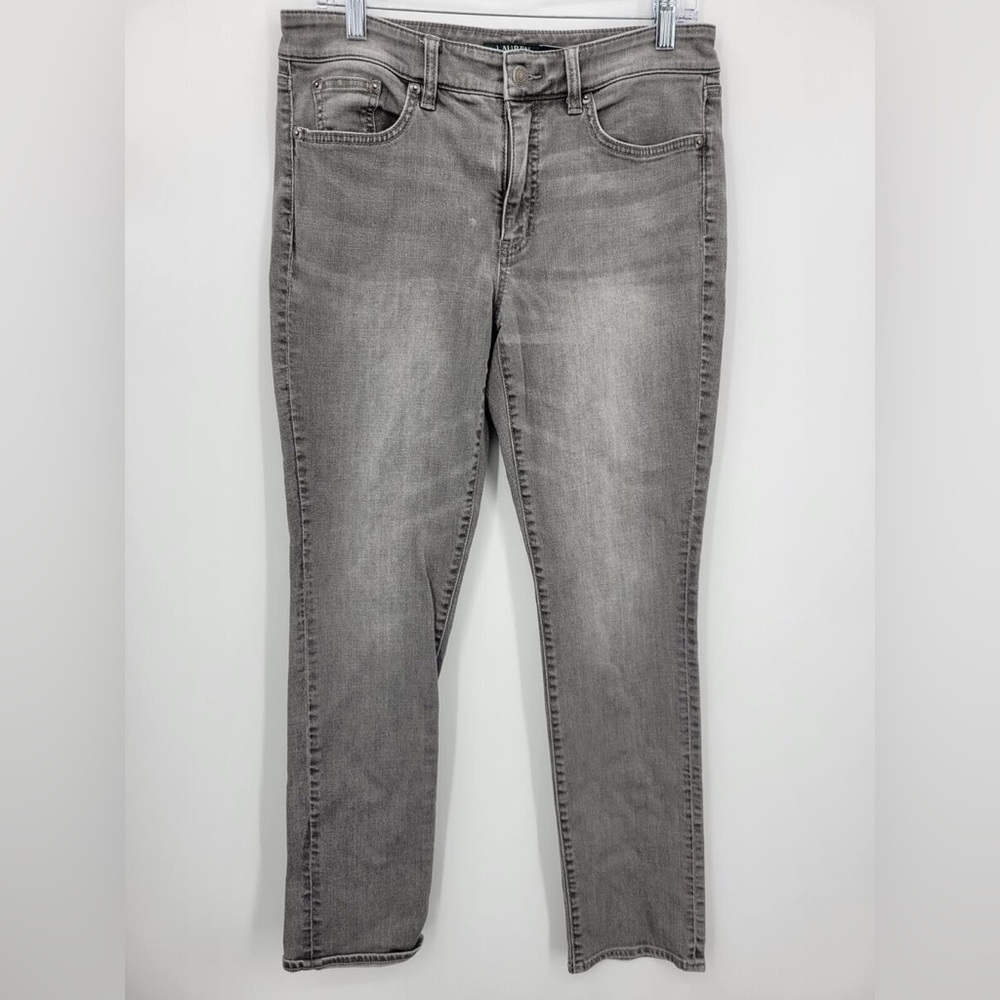 Lauren Ralph Lauren Jeans Womens size16 Gray Wash Premier Straight Denim Stretch